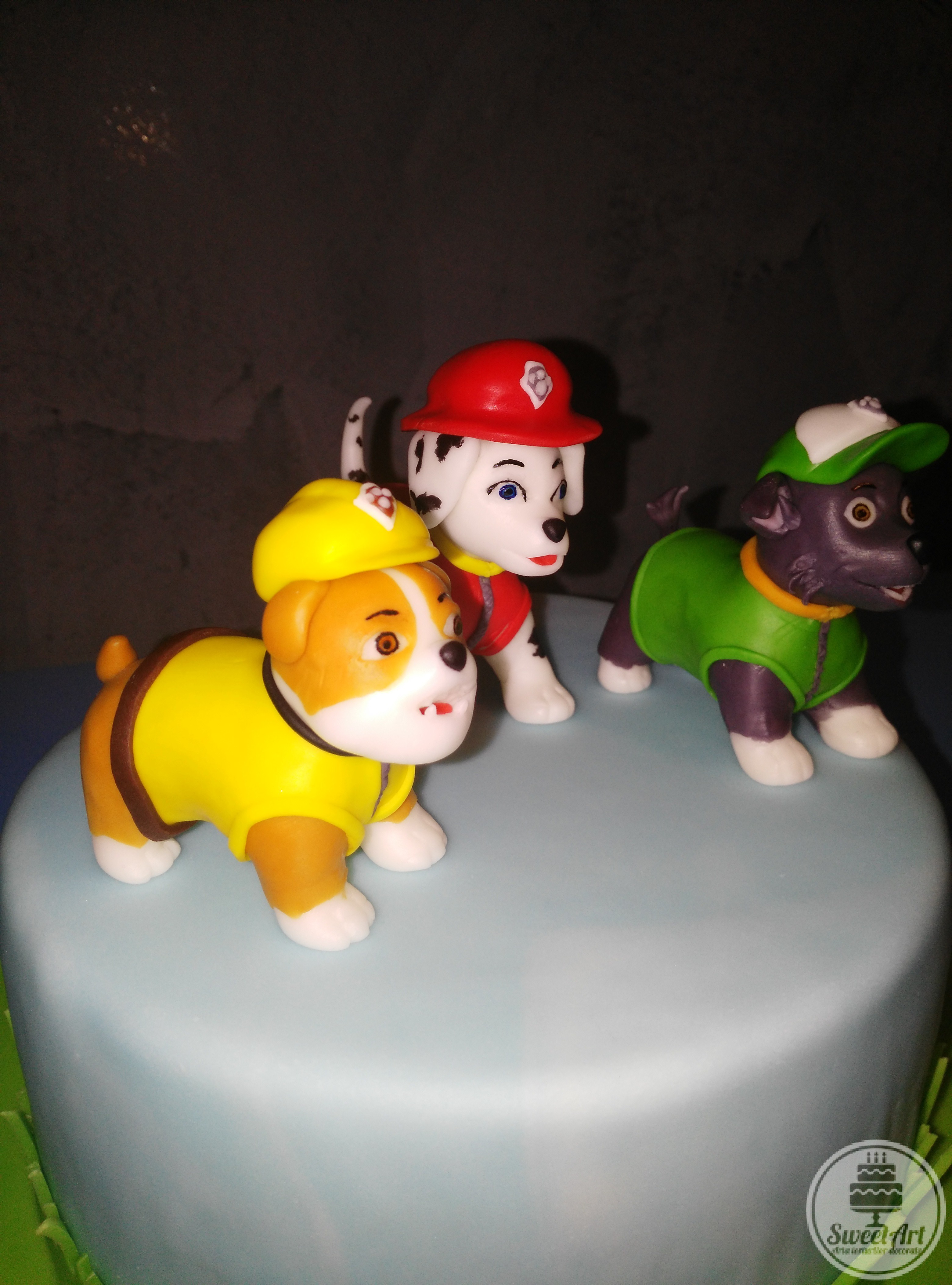 Paw Patrol - Patrula Cățelușilor: Rubble - bulldog-ul constructor, Marshall - dalmațianul pompier și Rocky - un pui de rasă mixtă gunoier