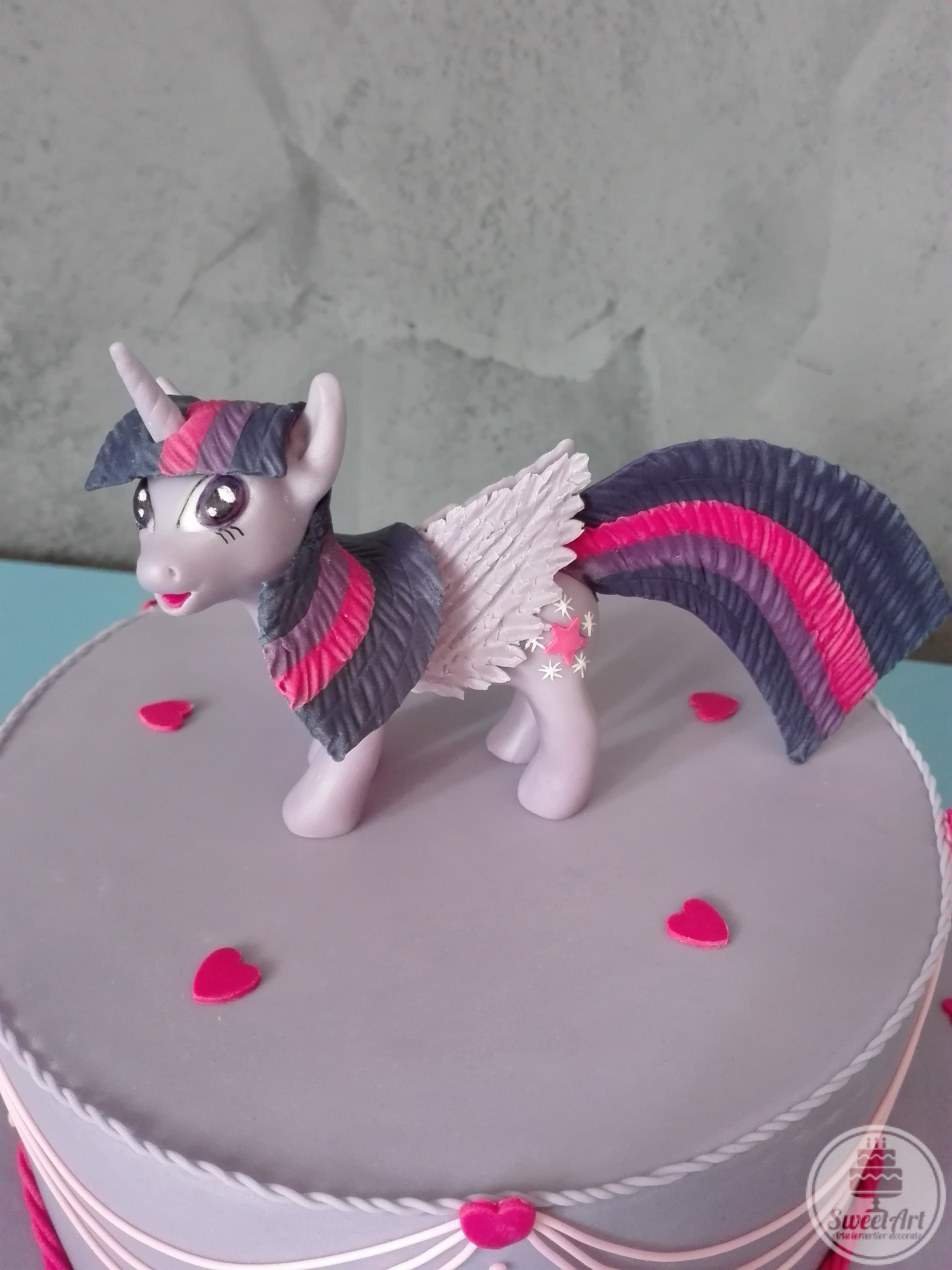 Tort Twilight Sparkle Micul meu ponei - My little pony și inimioare fucsia
