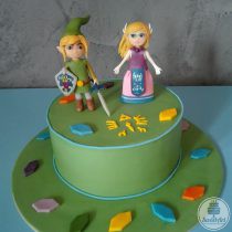 Tort Legenda Zeldei - The Legend of Zelda: Link cu sabia și scutul său de apărare și Prințesa Zelda - Princess Zelda, emblema și cristale colorate