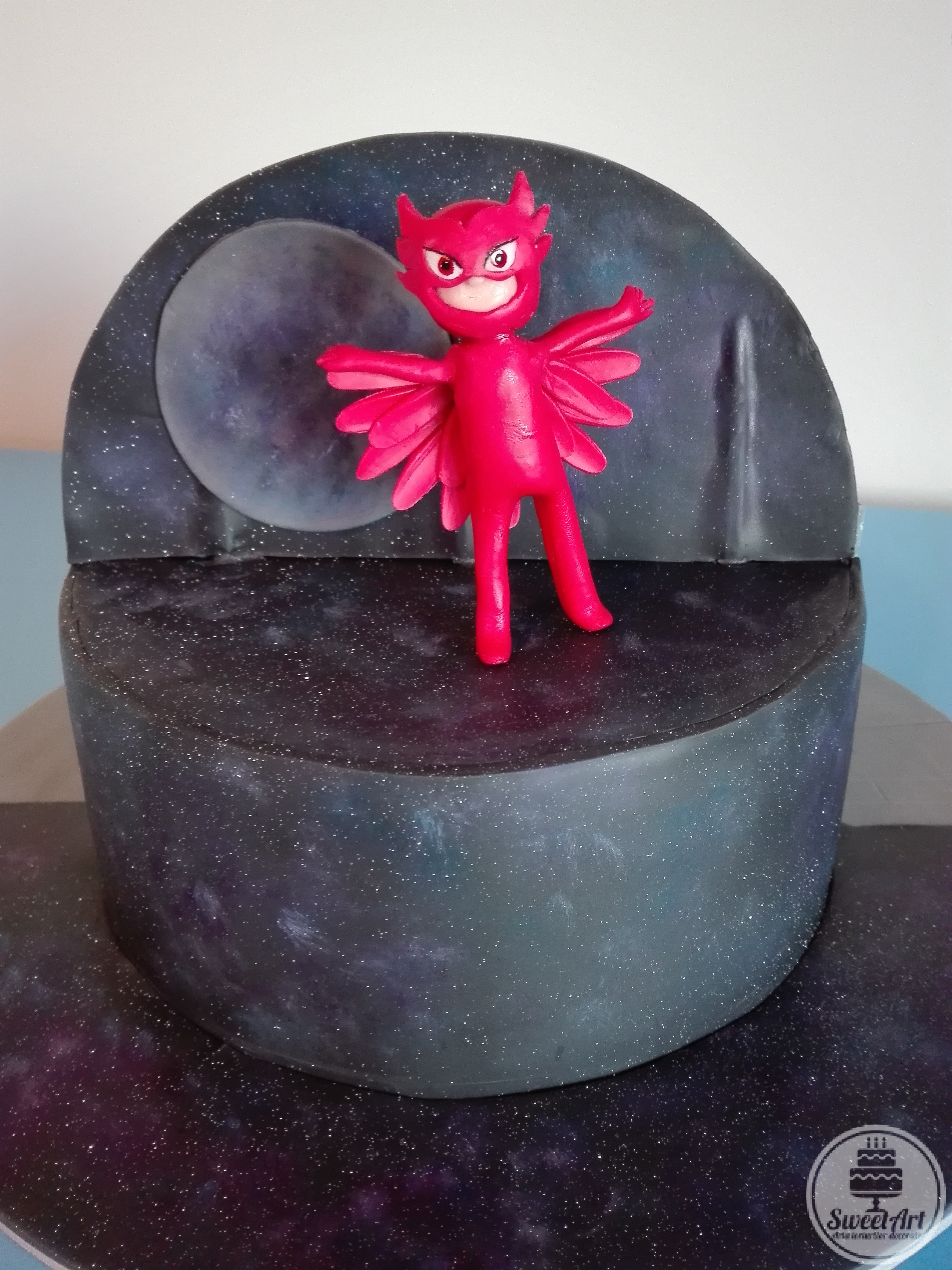 Tort Eroii în pijama -PJ Masks: bufnița Owlette cu luna, stelele și cerul pictat